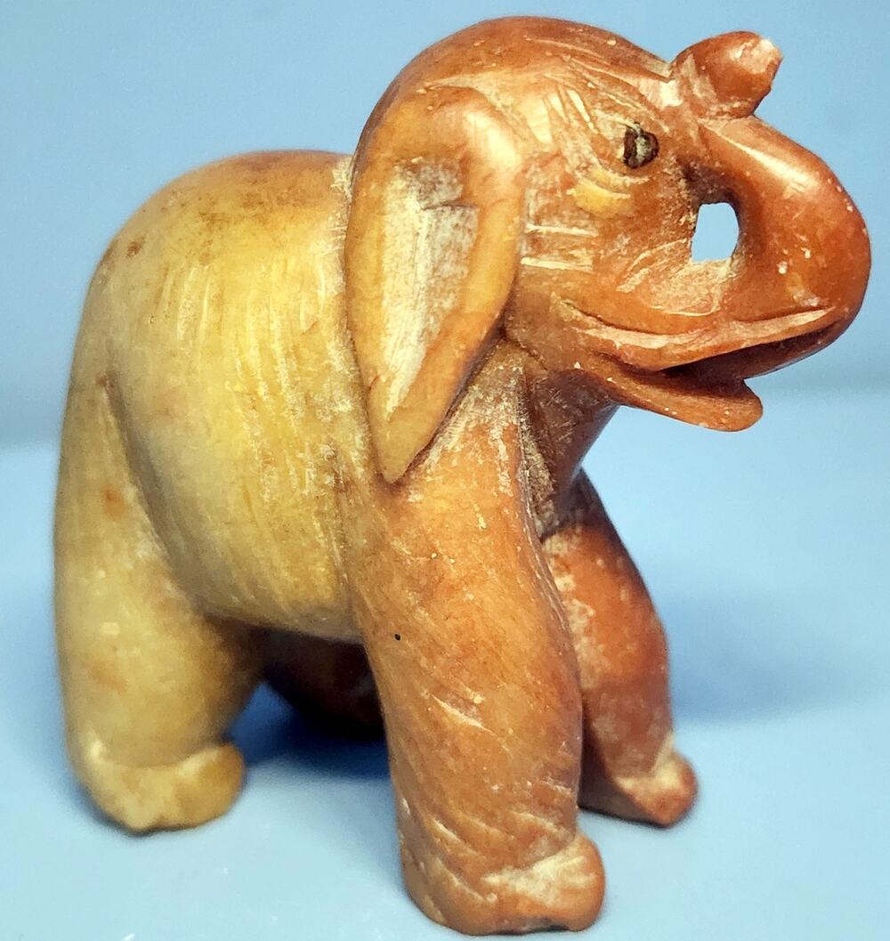 2 Inch Carved Elephant Figurine Soapstone Trunk Up Adorable Lucky Charm See Pic